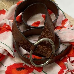Brown leather belt with buckle